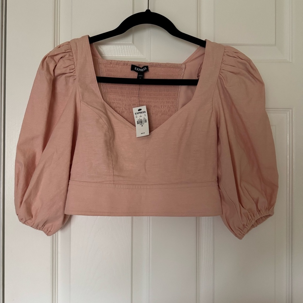 Express Puff Sleeve Crop Blouse